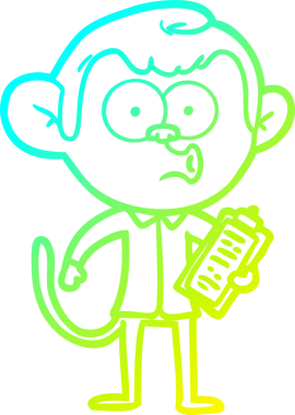 Bir insan tarafından çizilmiş çizgi film satıcısı maymun çizimi.