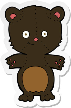 Bir insan tarafından çizilmiş siyah ayı yavrusunun çıkartması.