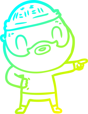 Bir insan tarafından çizilmiş sakallı bir karikatür çizimi.