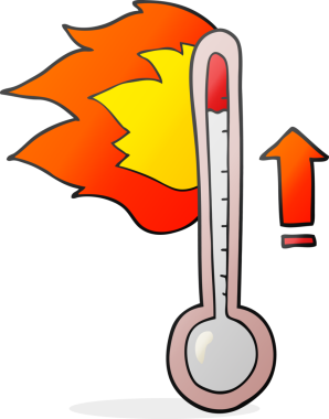 Bir insan tarafından çizilen serbest çizim karikatür yükselen sıcaklık