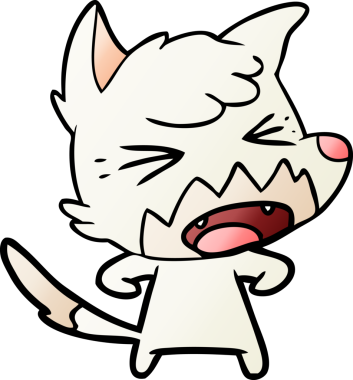 Bir insan tarafından çizilmiş kızgın çizgi film tilkisi.