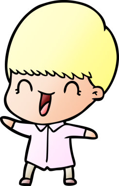 Bir insan tarafından çizilmiş mutlu çizgi film çocuğu.