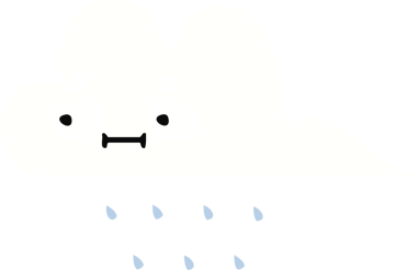 Bir insan tarafından çizilmiş bir yağmur bulutunun düz renkli retro karikatürü