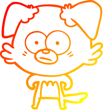 Bir insan tarafından çizilmiş gergin bir köpek çizgi filminin sıcak gradyanı.