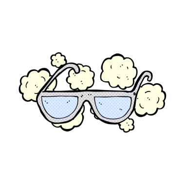 Bir insan tarafından çizilmiş tozlu eski gözlük.