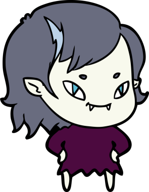 Bir insan tarafından çizilmiş çizgi film dostu vampir kız.