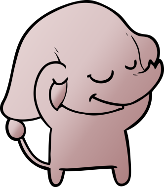 Bir insan tarafından çizilmiş gülümseyen bir fil.