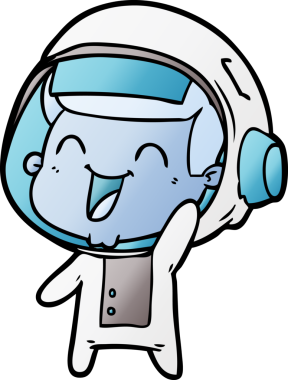 Bir insan tarafından çizilmiş mutlu astronot çizgi filmi.