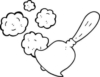 Bir insan tarafından çizilmiş siyah beyaz el çanı.