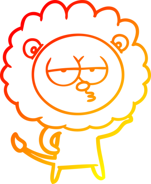 Bir insan tarafından çizilen ve canı sıkılan bir aslanın sıcak çizgi çizimi