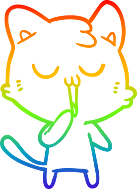 Gökkuşağı gradyan çizgi çizimi Bir insan tarafından çizilen çizgi film kedisi