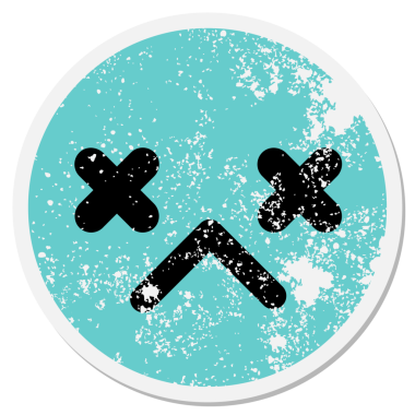 Bir insan tarafından çizilmiş etkilenmemiş ölü yüz dairesel etiketi