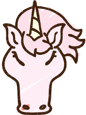 Bir insan tarafından çizilen tek boynuzlu at surat tebeşiri.