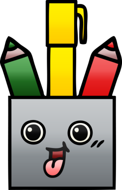 Bir insan tarafından çizilmiş kalem tenceresinin gölgelenmiş karikatürü