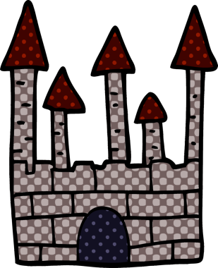 Bir insan tarafından çizilmiş geleneksel şato karalaması.