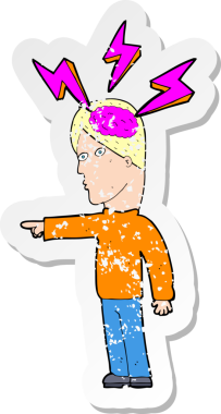 Bir insan tarafından çizilmiş bir karikatürün gerilimli çıkartması.