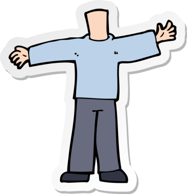 Bir insan tarafından çizilmiş kolları açık bir karikatür vücudunun çıkartması.