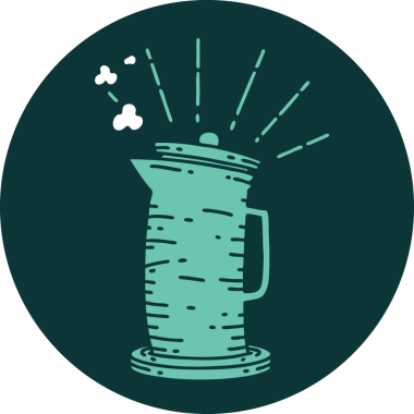 Bir insan tarafından çizilmiş dövme stili kahve sürahisi.