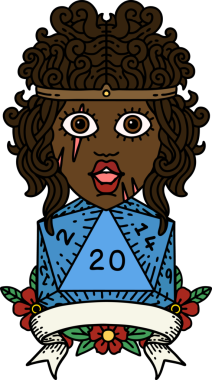 Retro Dövme Tarzı İnsan Barbarlığı Bir insan tarafından çizilmiş 20 zar ile