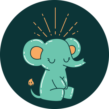 Bir insan tarafından çizilmiş dövme stili şirin bir fil.