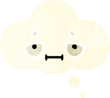 Bir insan tarafından çizilen düşünce baloncuğunun retro çizim tarzı karikatürü