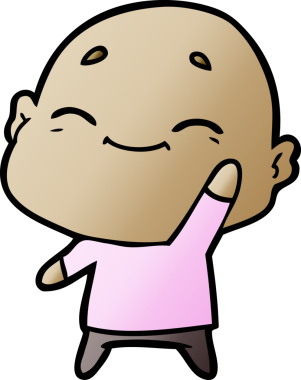 Bir insan tarafından çizilmiş mutlu, kel adam.