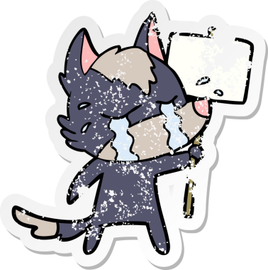 Bir insan tarafından çizilmiş ağlayan bir karikatür çıkartması.