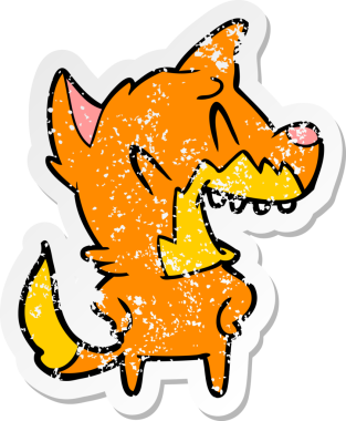 Bir insan tarafından çizilmiş gülen tilki çizgi filminin sıkıntılı çıkartması.