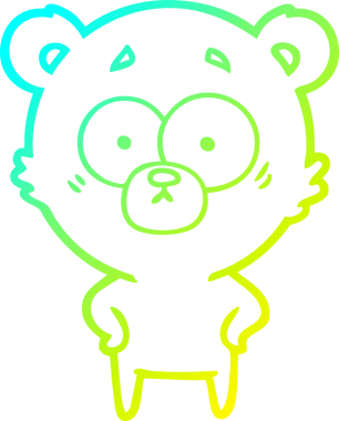 Bir insan tarafından çizilen şaşırmış ayı karikatürünün soğuk gradyan çizgisi