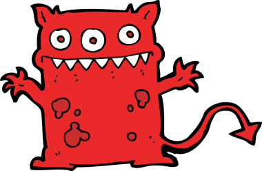 Bir insan tarafından çizilmiş küçük bir canavar.