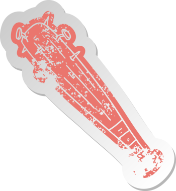 Bir insan tarafından çizilmiş çivili bir yarasanın eski bir karikatür çıkartması.