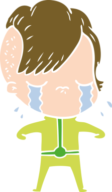 Bir insan tarafından çizilmiş düz renkli karikatür.