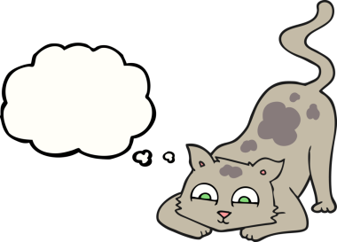 Bir insan tarafından çizilmiş serbest çizim baloncuk çizgi film kedisi.