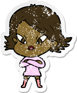 Bir insan tarafından çizilmiş stresli bir karikatür çıkartması.