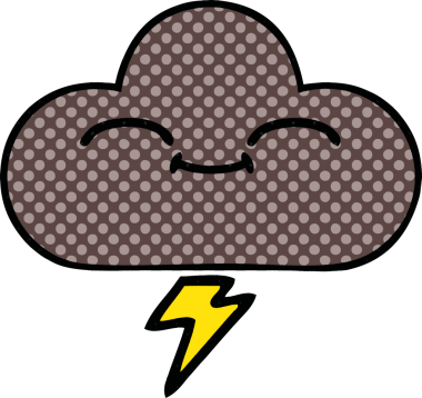 Bir insan tarafından çizilmiş bir fırtına bulutunun karikatürü.