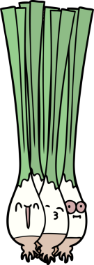 bir insan tarafından çizilmiş taze soğanlar