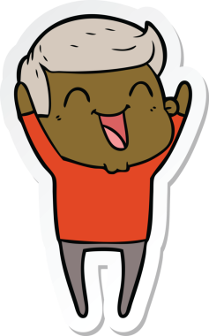 Bir insan tarafından çizilmiş bir karikatür adamın çıkartması.