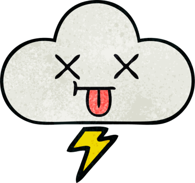 Bir insan tarafından çizilmiş bir gök gürültüsü bulutunun retro grunge desen çizimi