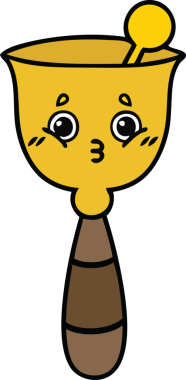 Bir insan tarafından çizilmiş sevimli bir okul çanı karikatürü.