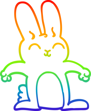 Gökkuşağı gradyan çizgi çizimi Bir insan tarafından çizilmiş gri tavşan