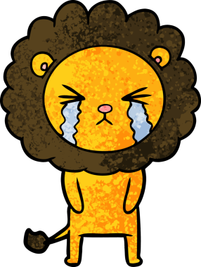 Bir insan tarafından çizilmiş ağlayan bir aslan.