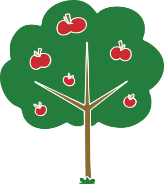 Bir insan tarafından çizilmiş tuhaf bir çizgi film ağacı.