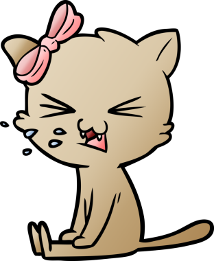 Bir insan tarafından çizilmiş çizgi film kedisi.