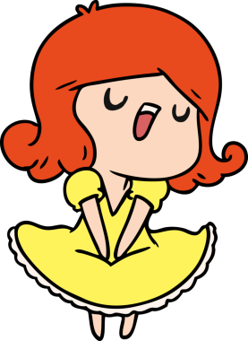 Bir insan tarafından çizilmiş güzel bir kawai kızının çizgi film çizimi.