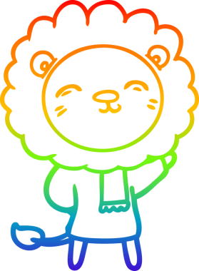 gökkuşağı gradyan çizgi çizimi bir insan tarafından çizilmiş bir aslan