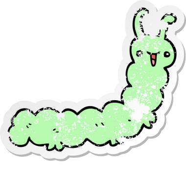 Bir insan tarafından çizilmiş karikatür tırtılının sıkıntılı çıkartması.