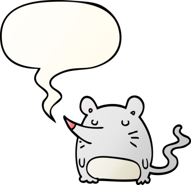 bir insan tarafından çizilmiş düzgün eğimli konuşma baloncuklu çizgi film faresi