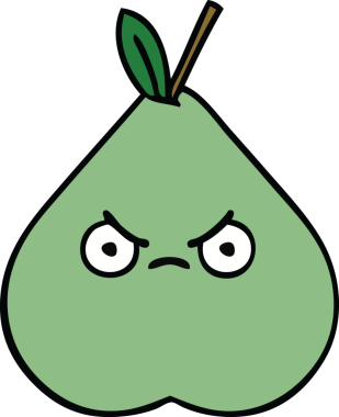 Bir insan tarafından çizilmiş yeşil armut karikatürü.