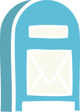 Bir insan tarafından çizilmiş bir posta kutusunun düz renk retro karikatürü