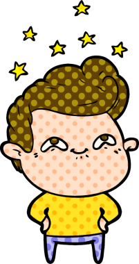 Bir insan tarafından çizilmiş heyecanlı bir çizgi film.